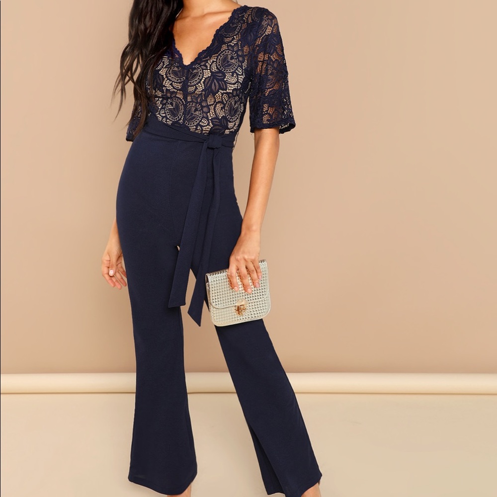 LAST AND FINAL DROP‼️XS/S Navy lace jumpsuit - Picture 3 of 6